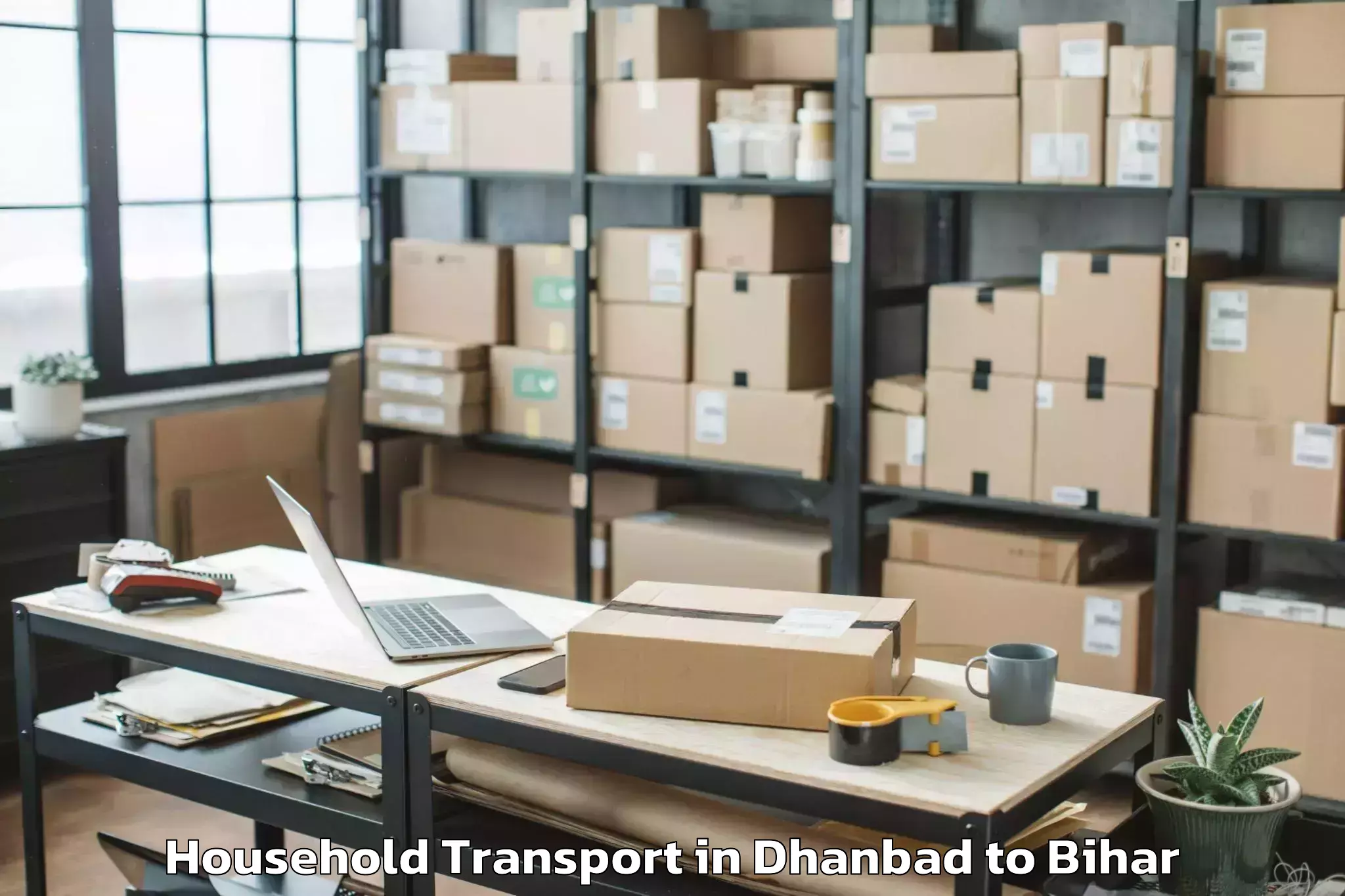 Book Dhanbad to Tetaria Household Transport Online